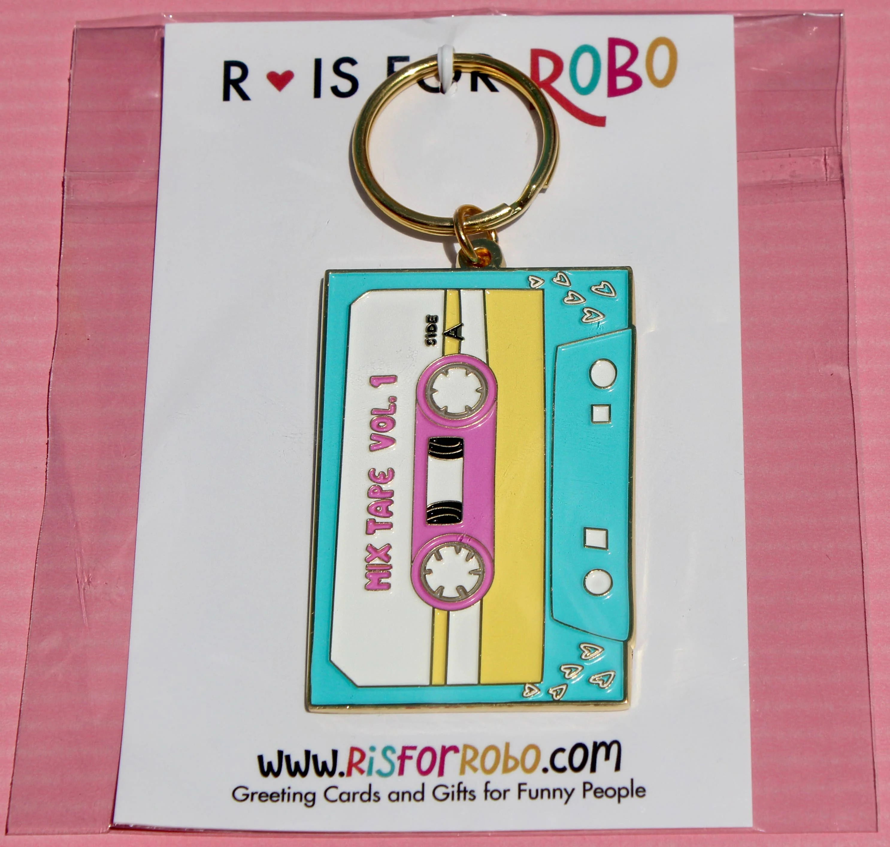 R is for Robo - Cassette Tape Gold Keychain Retro Nostolgia Gifts for Women - Image 4