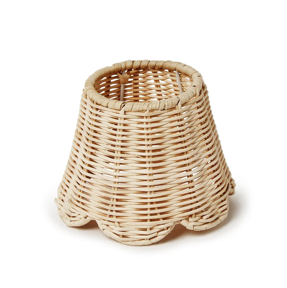 Rattan Lamp Shade with Scalloped Edge