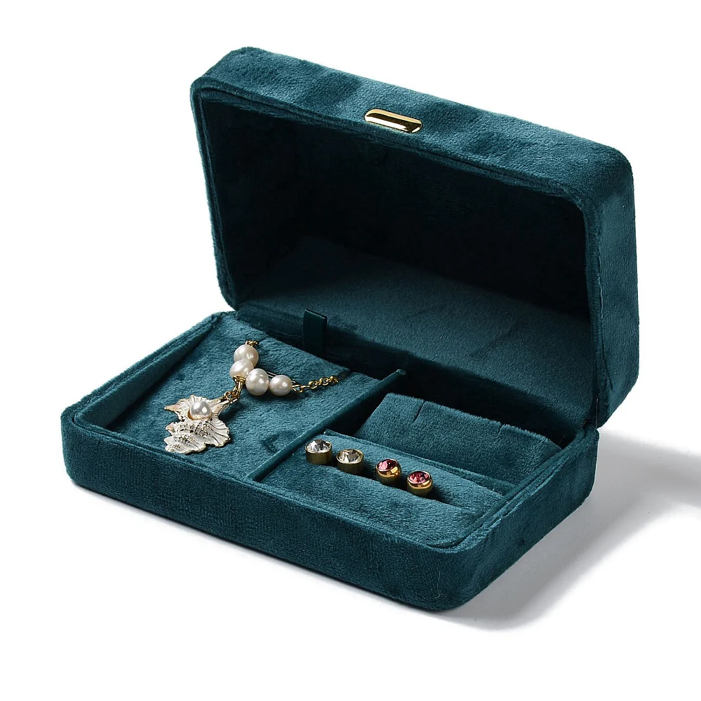 Rectangle Iron Covered with Velvet Jewelry Set Storage Boxes, Travel Portable Jewelry Case, for Necklaces, Rings, Earrings and Pendants... - Image 7