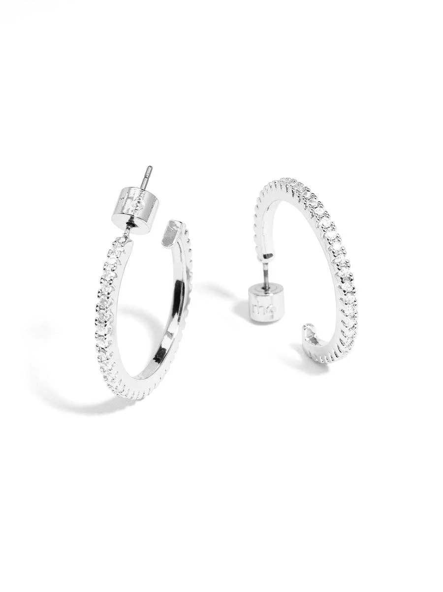 rho - Small PavŽ Hoop Earring: Silver/Clear
