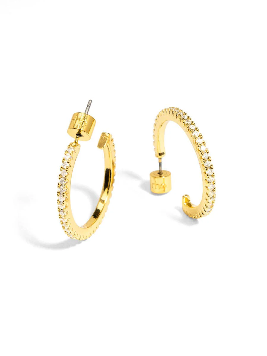 rho - Small PavŽ Hoop Earring: Silver/Clear - Image 2