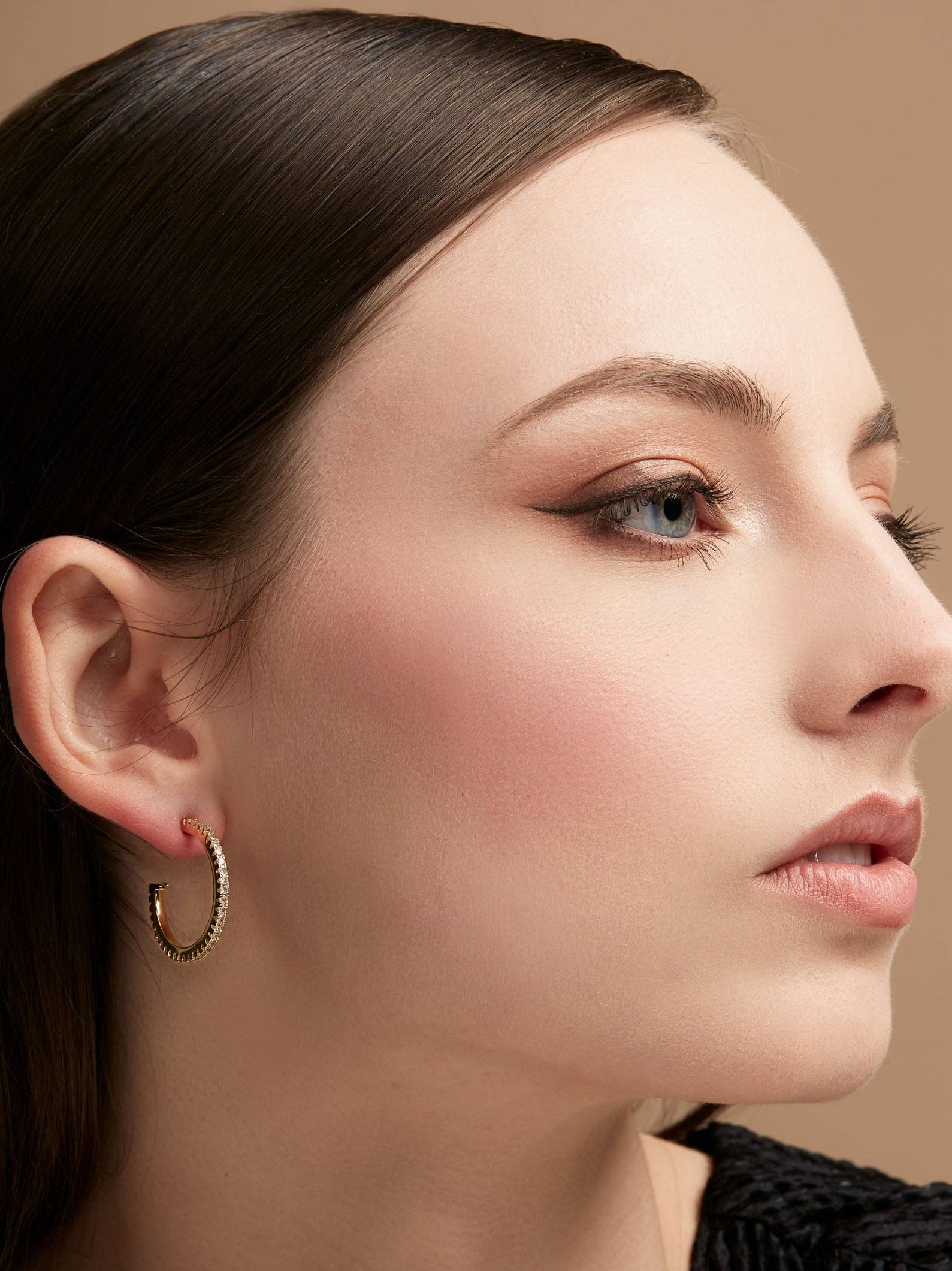 rho - Small PavŽ Hoop Earring: Silver/Clear - Image 3