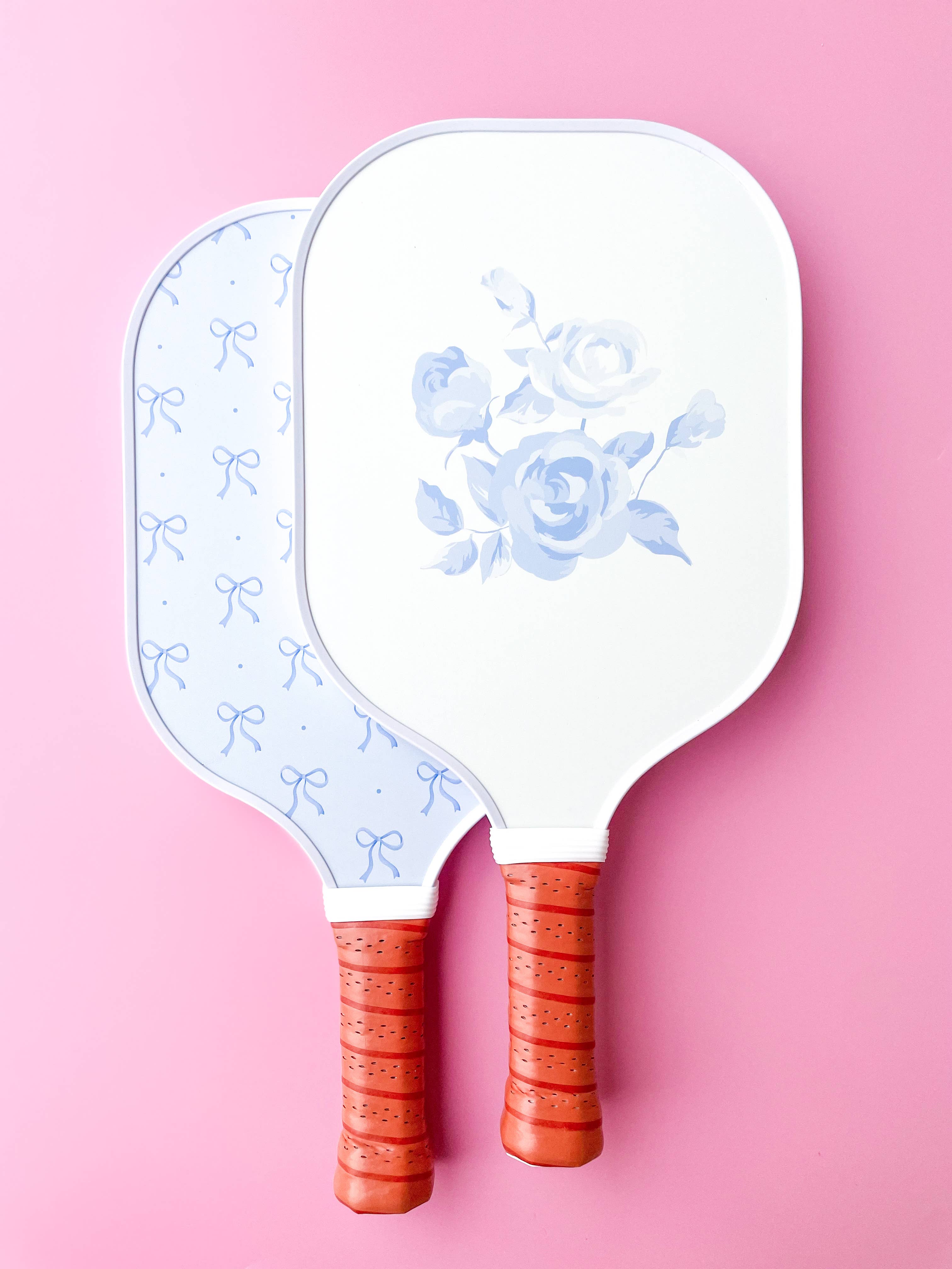 Rock Paper Scissors - Coquette Blue Bow Floral Pickleball Paddle - Image 3