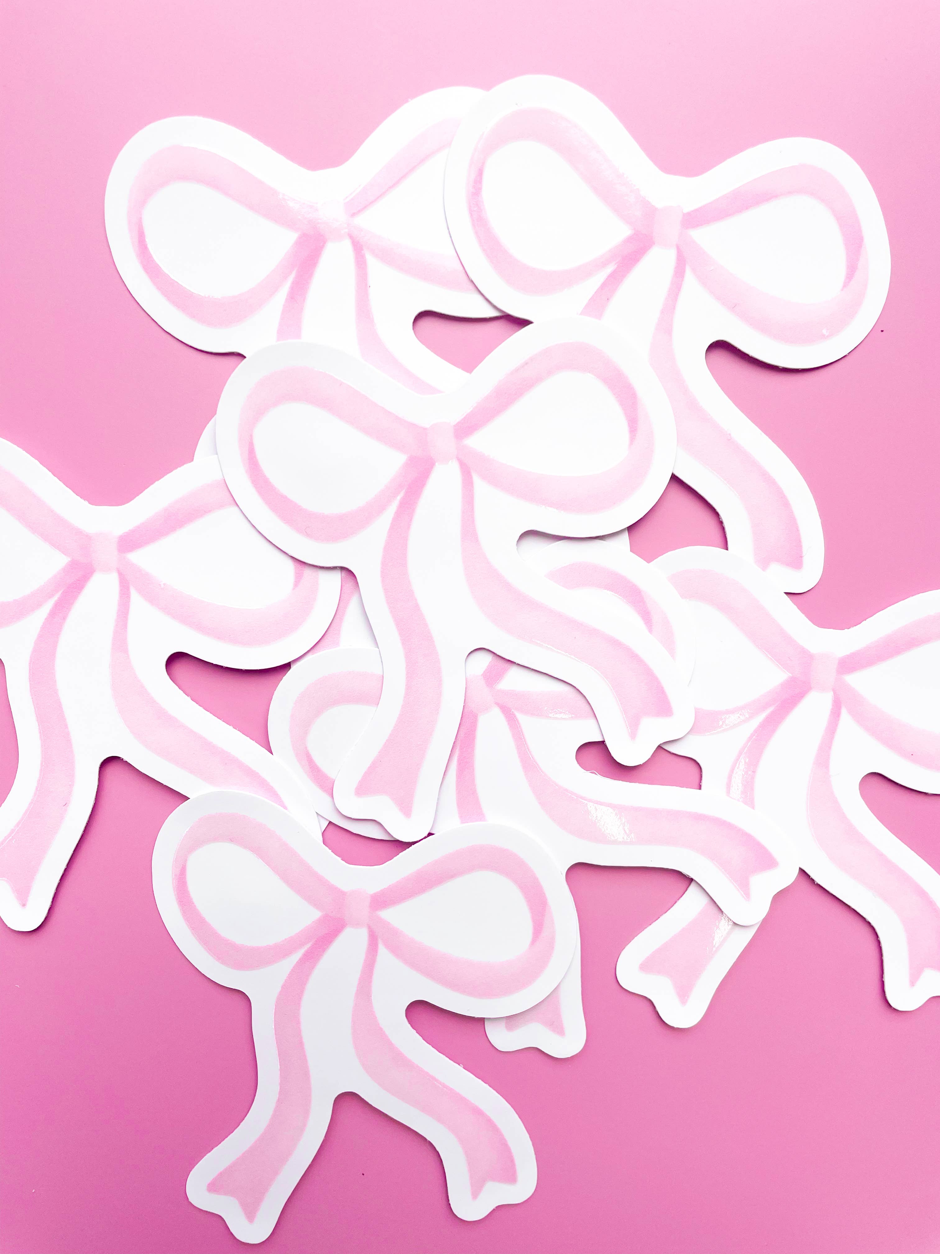Rock Paper Scissors - Watercolor Pink Bow Sticker