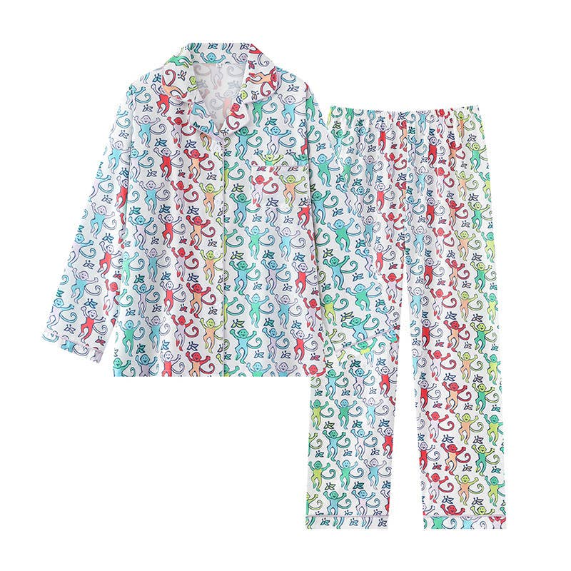 Rosa Clothing - Cute Comfy Monkey Print Long Sleeve Pajama Set: Rose - Image 2