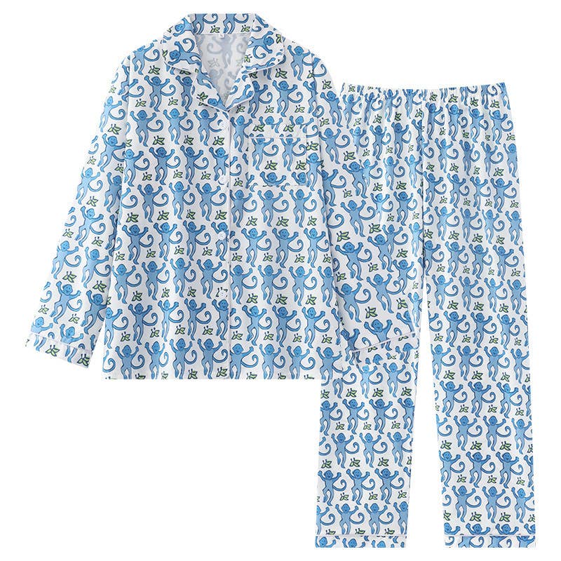 Rosa Clothing - Cute Comfy Monkey Print Long Sleeve Pajama Set: Rose - Image 9