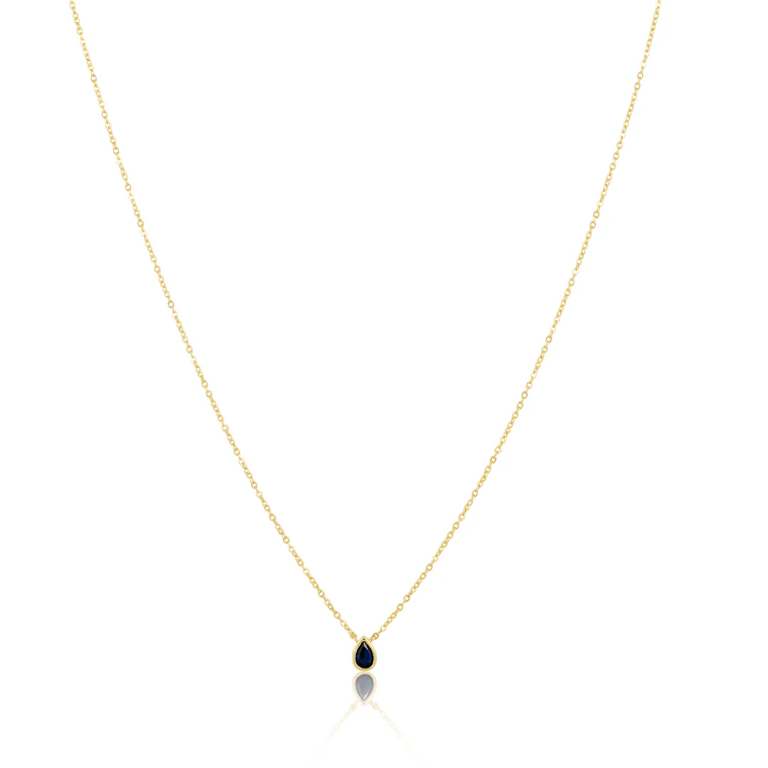 Sahira Jewelry Design - Ines Raindrop Necklace Sapphire