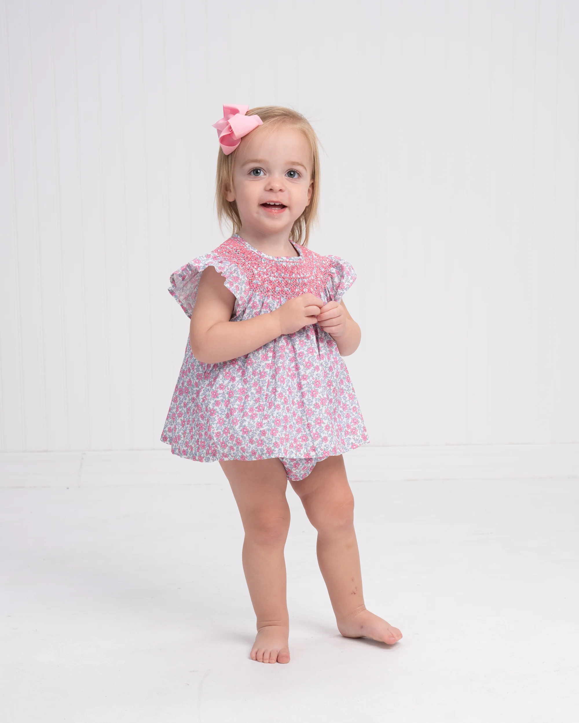 Sandy Belle Bonnet Pink & Blue Bloomer Set - Image 2
