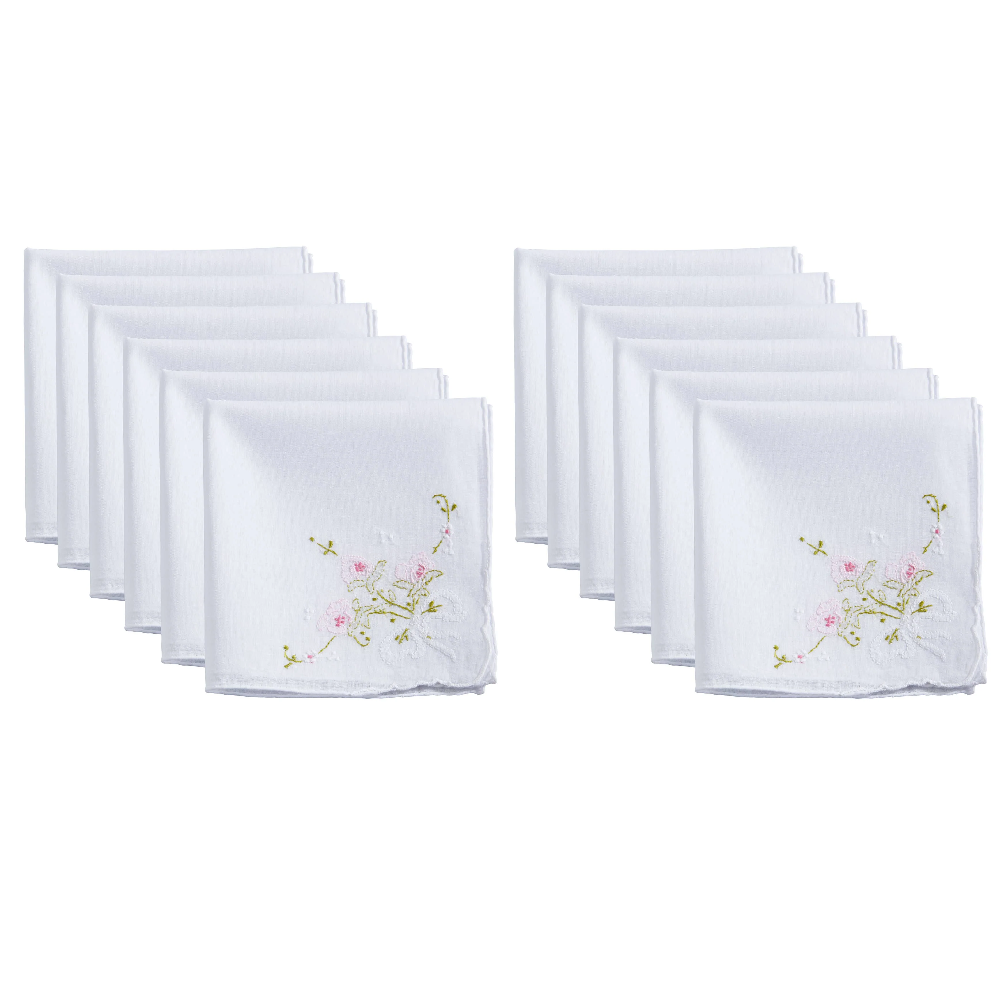 Saro Lifestyle - Delicate Floral Embroidery Handkerchief: White / 13" - Image 8
