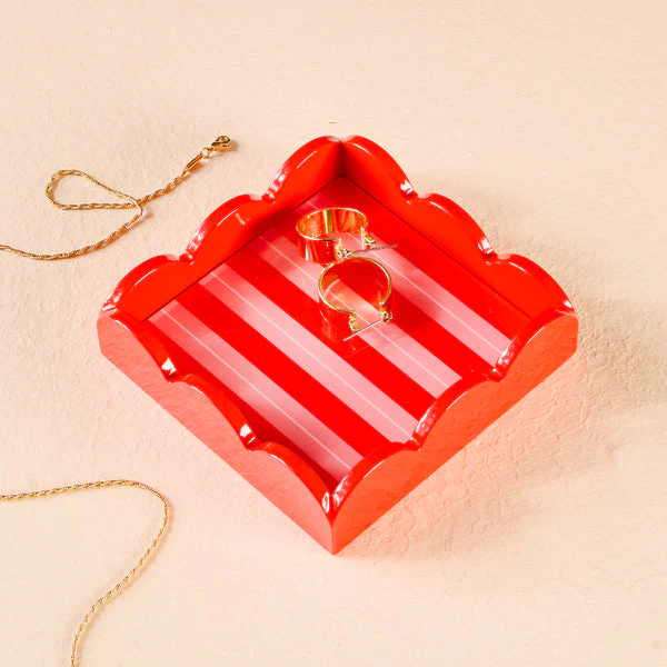 Scallop Trinket Tray-Peppermint Stripes