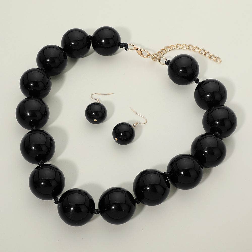 Sensibling Corp. - Chunky Ball Beaded Statement Necklace: Light Blue - Image 12