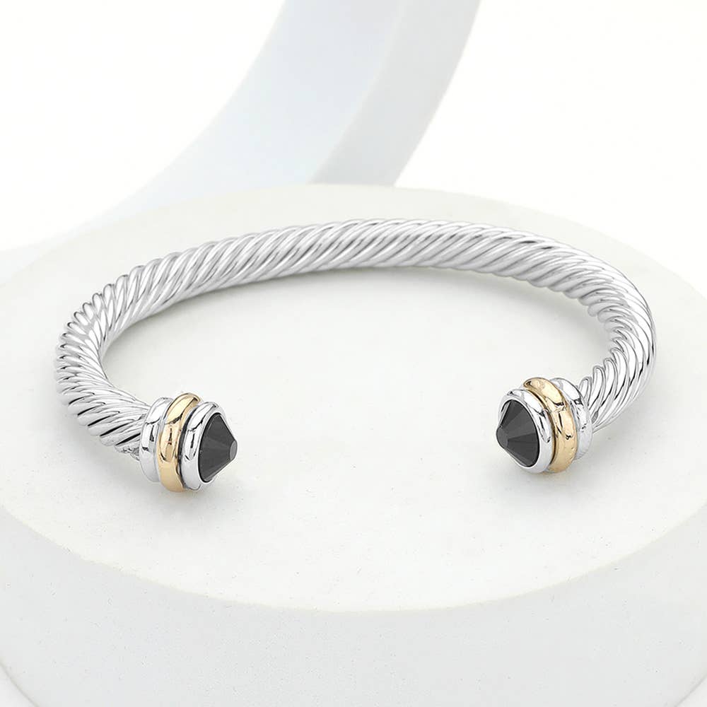 Sensibling Corp. - Stone Tip Twisted Rope Cuff Bracelet
: RD-BK