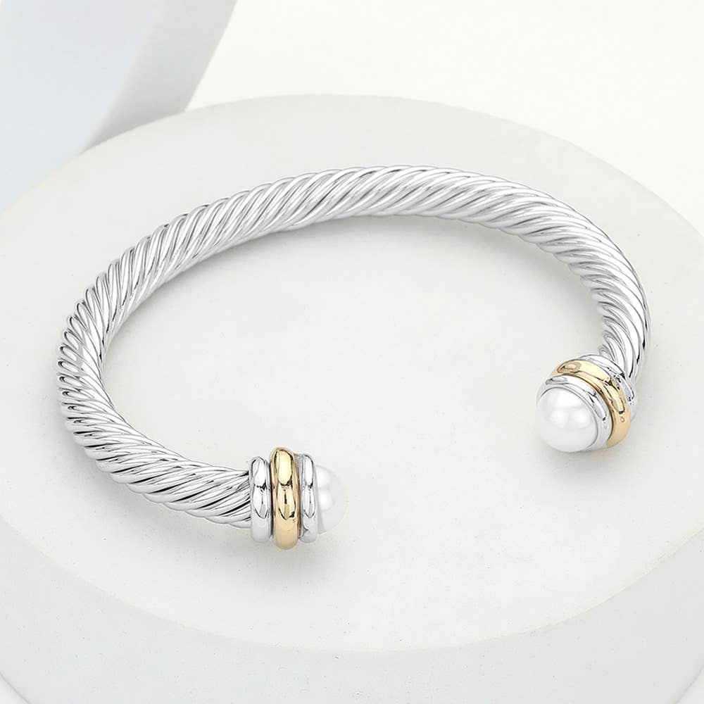 Sensibling Corp. - Stone Tip Twisted Rope Cuff Bracelet
: RD-BK - Image 12