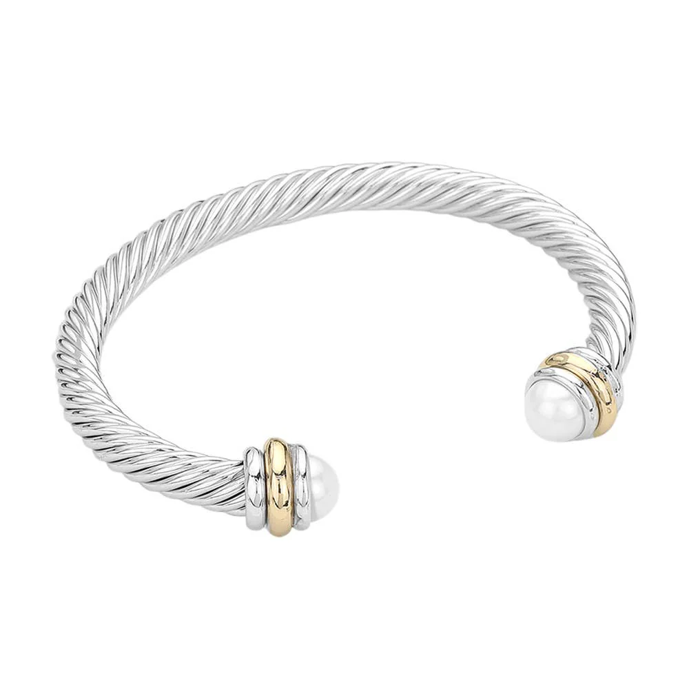 Sensibling Corp. - Stone Tip Twisted Rope Cuff Bracelet
: RD-BK - Image 13