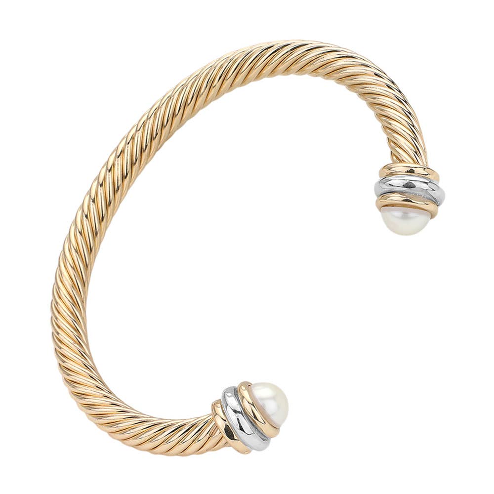 Sensibling Corp. - Stone Tip Twisted Rope Cuff Bracelet
: RD-BK - Image 7