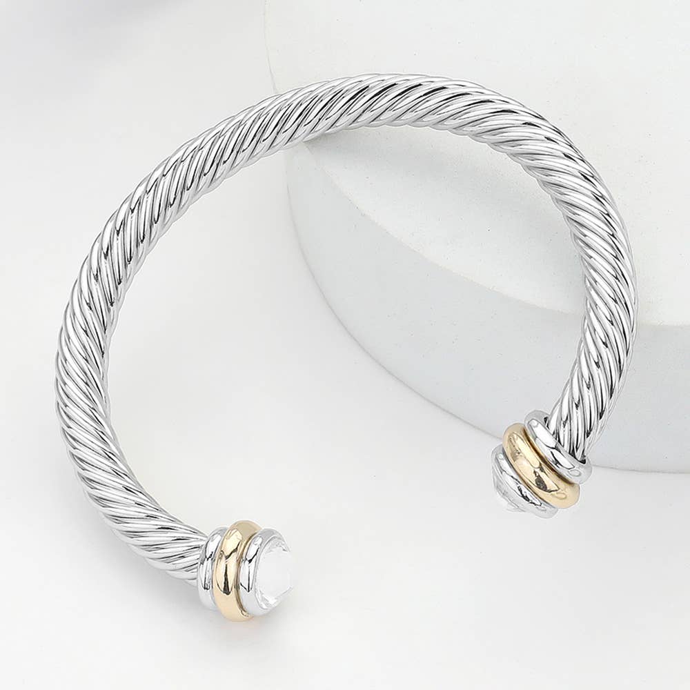 Sensibling Corp. - Stone Tip Twisted Rope Cuff Bracelet
: RD-BK - Image 8