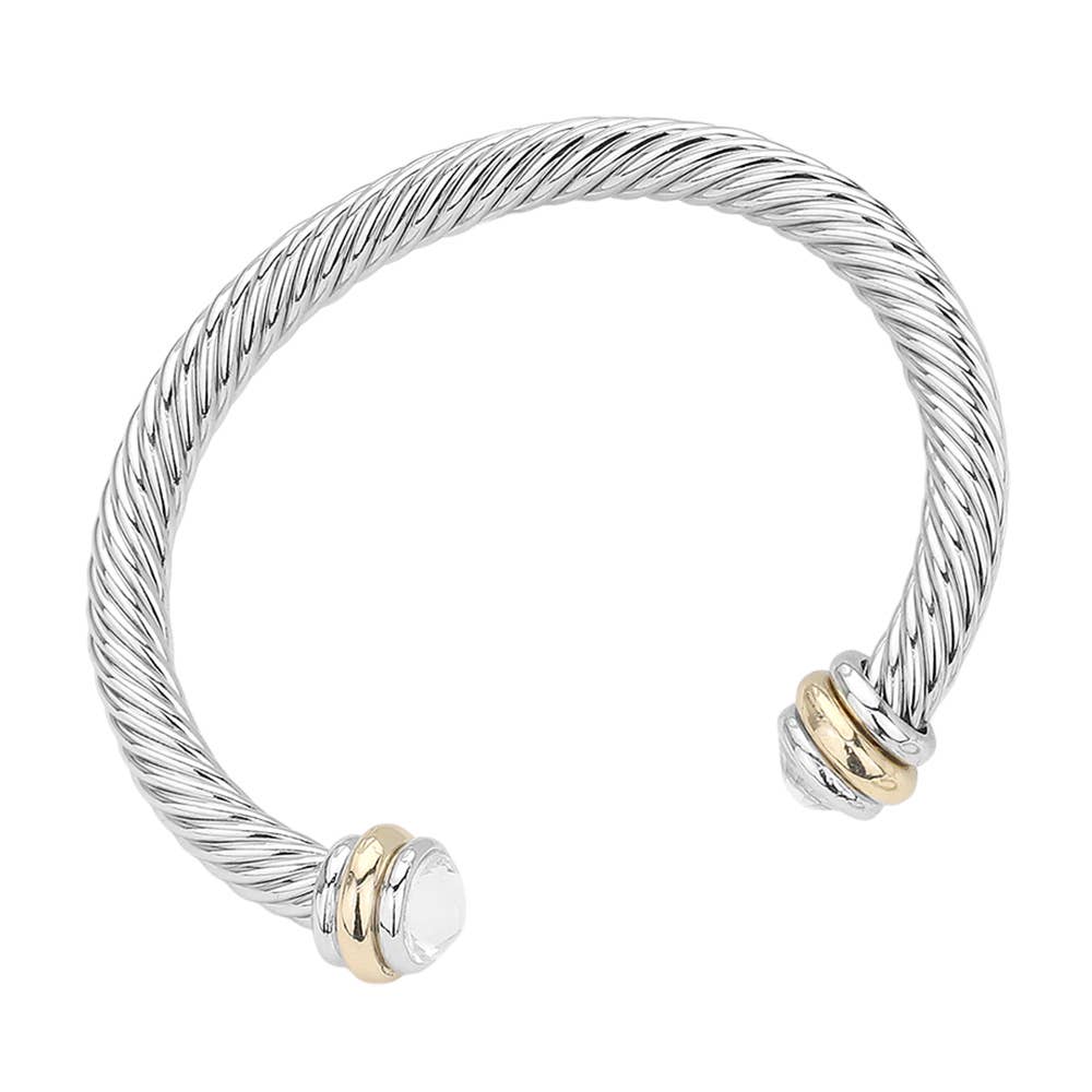Sensibling Corp. - Stone Tip Twisted Rope Cuff Bracelet
: RD-BK - Image 9