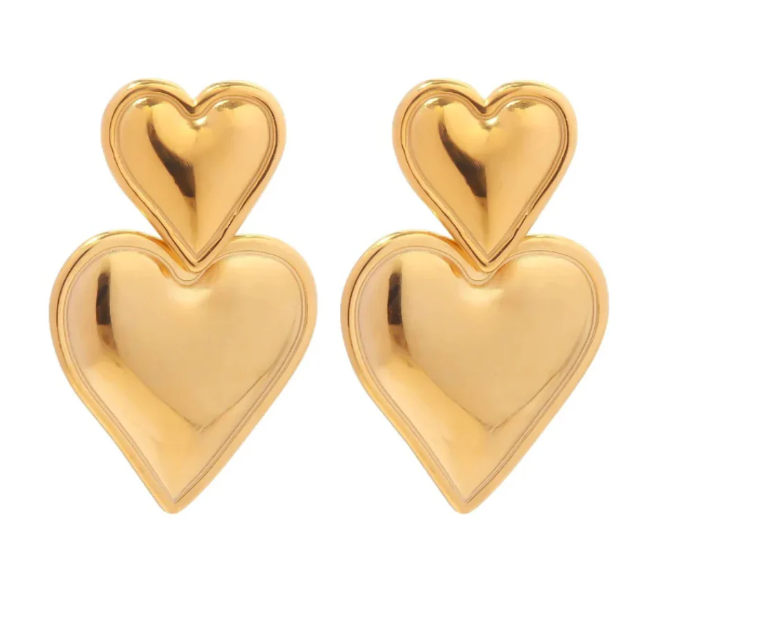 Serena Heart Gold Studs
