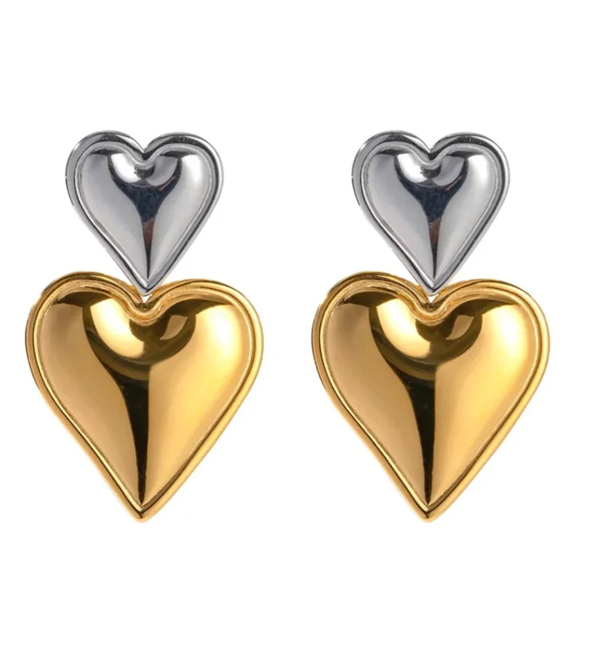 Serena Two Toned Heart Studs