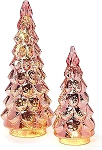 Pink Mercury Glass Finish Light-Up Christmas Trees