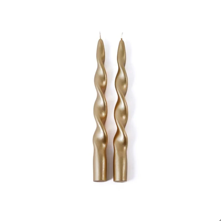 Set of 2 metallic twisted taper candle,10''H - GOL
