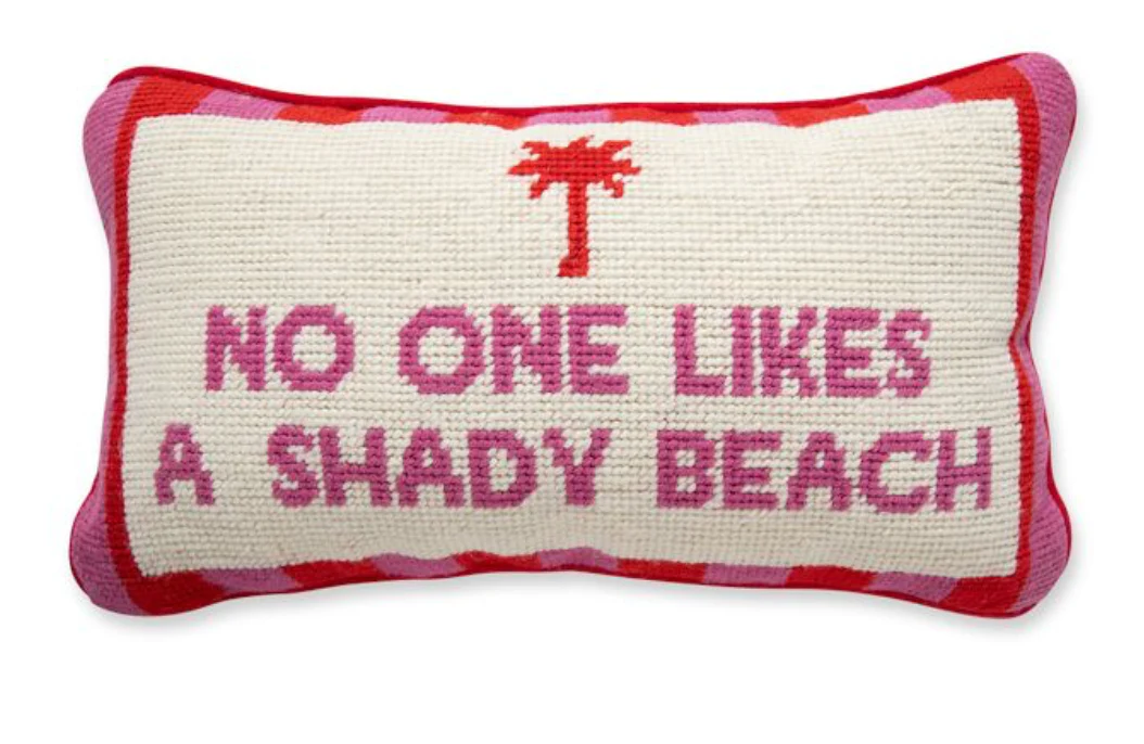 Shady Beach Needlepoint Pillow