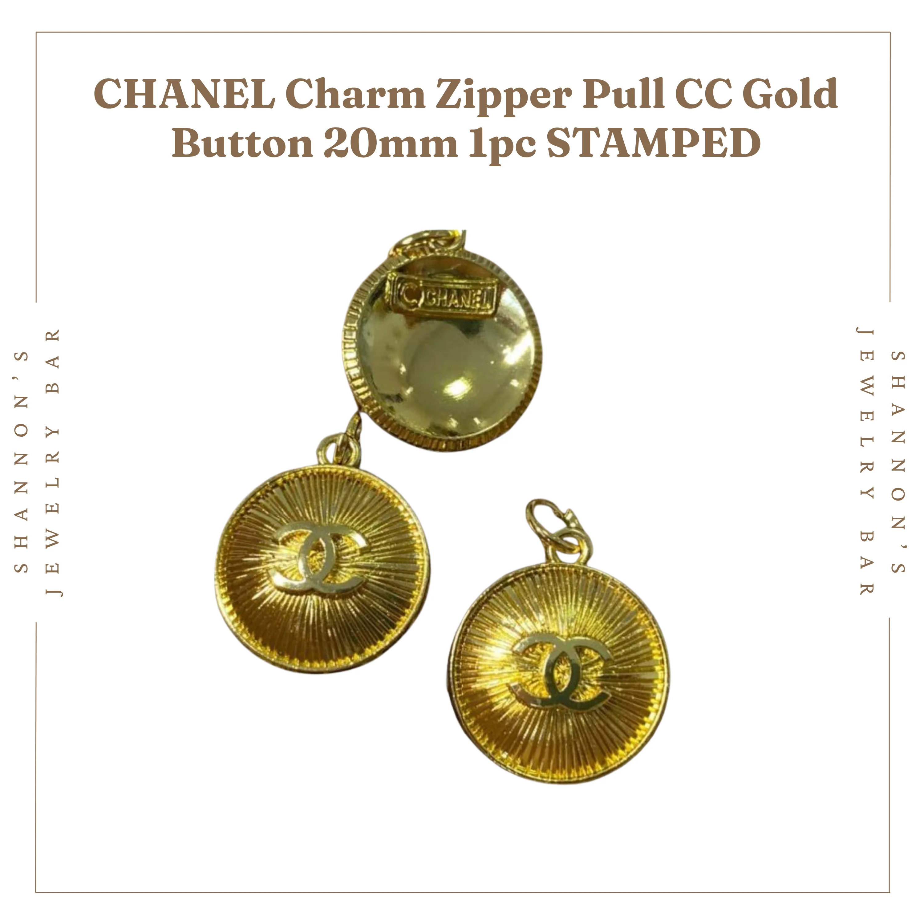 Shannon's Jewelry Bar - CHANEL Charm Zipper Pull Gold CC Round 20mm - Image 2