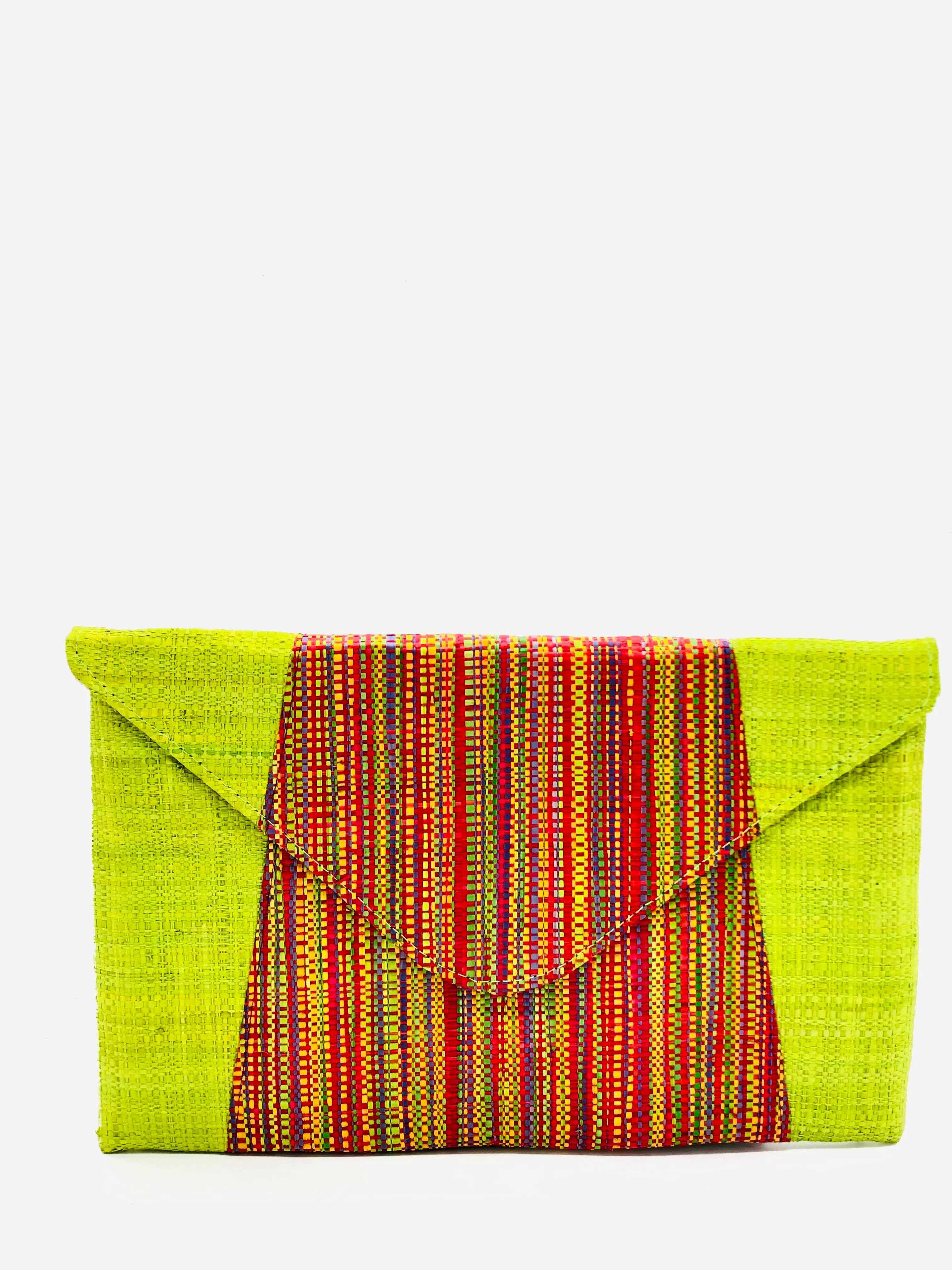 Shebobo - Belvedere Two Tone Melange Straw Envelope Clutch Purse: Black Multi - Image 14