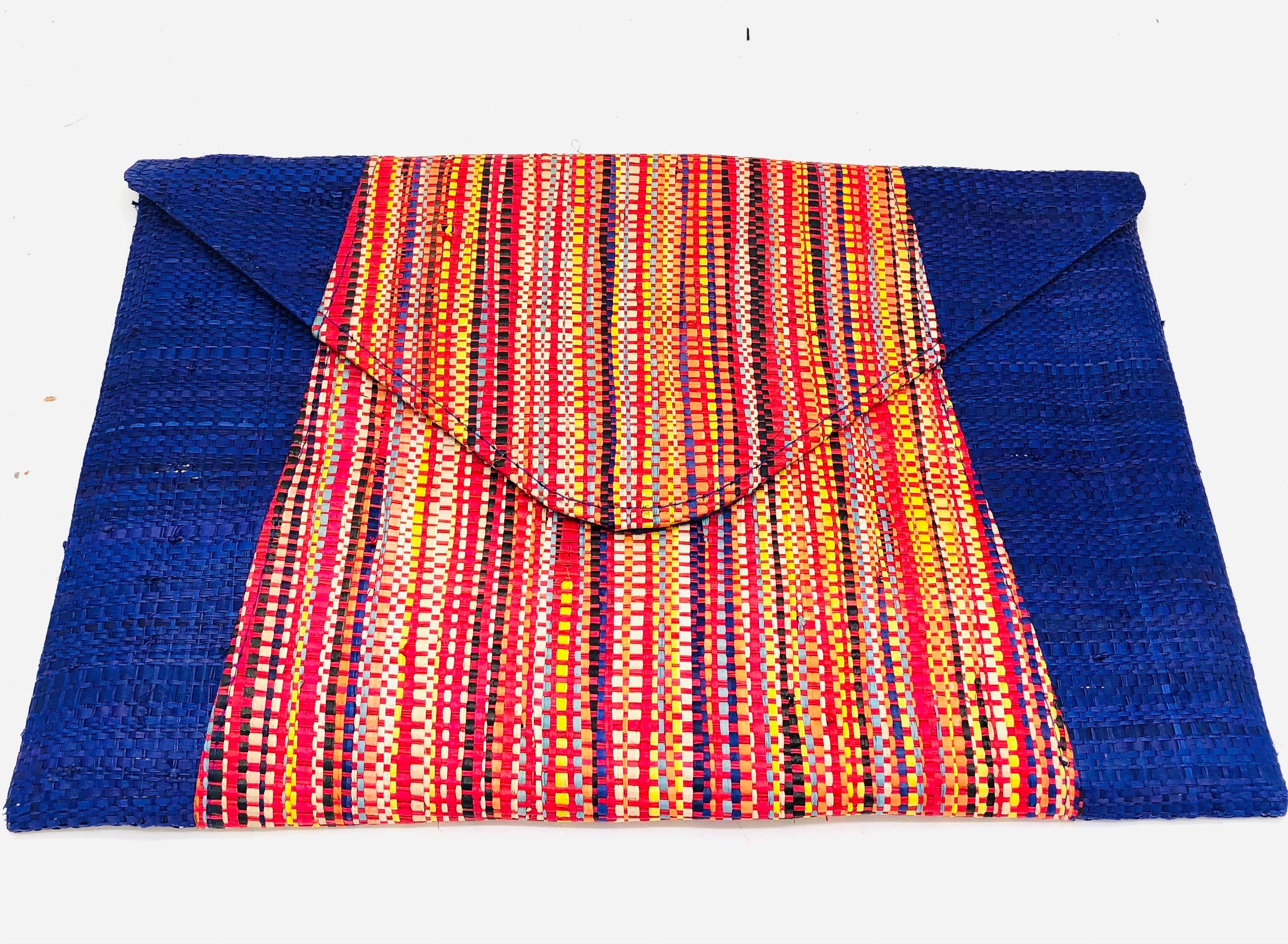Shebobo - Belvedere Two Tone Melange Straw Envelope Clutch Purse: Black Multi - Image 16