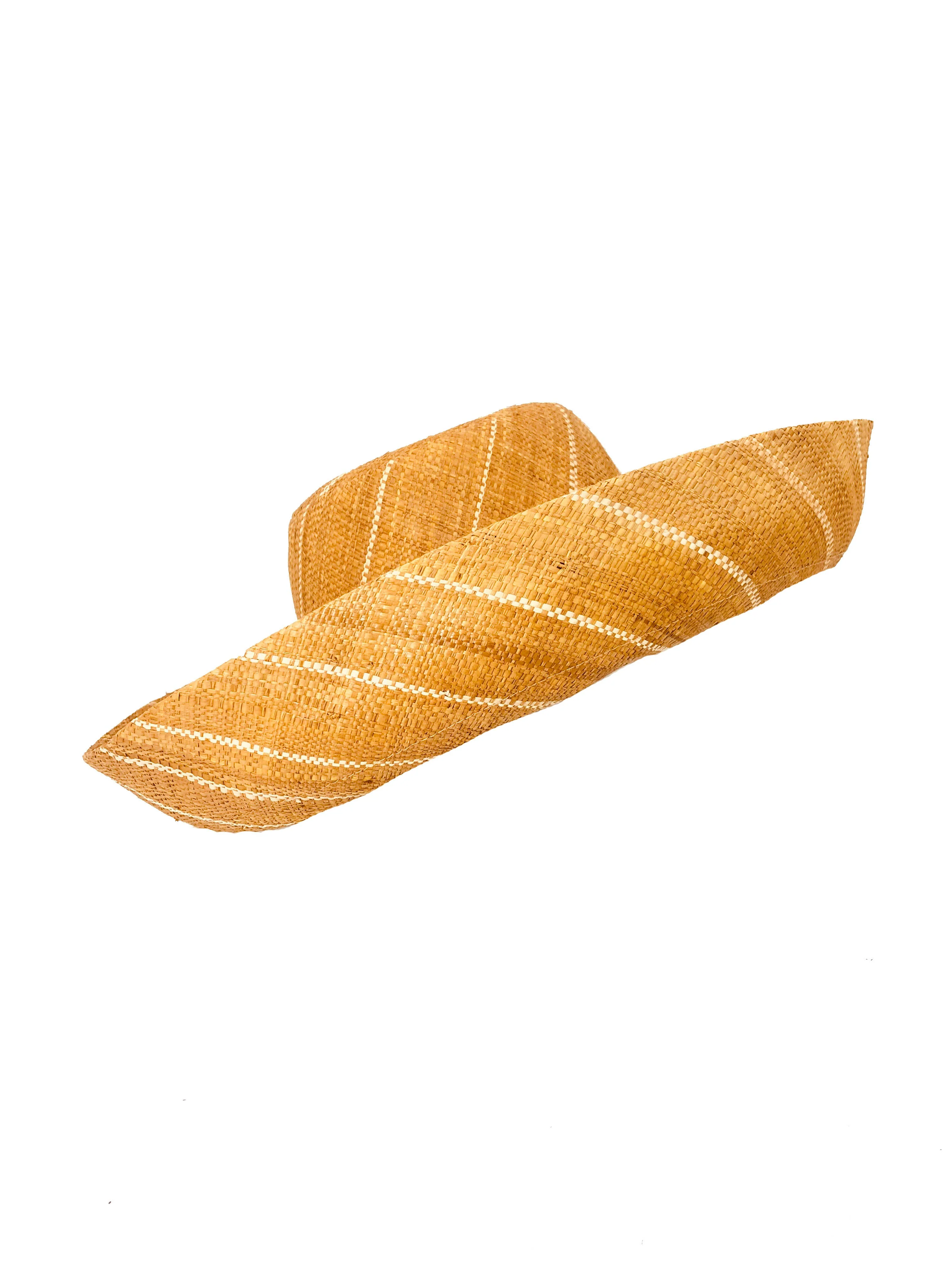 Shebobo - Sun Hats: Pinstripe Packable 5" & 7" Brim Raffia Straw: 5" Brim / Brights Multicolor Pinstripes - Image 10
