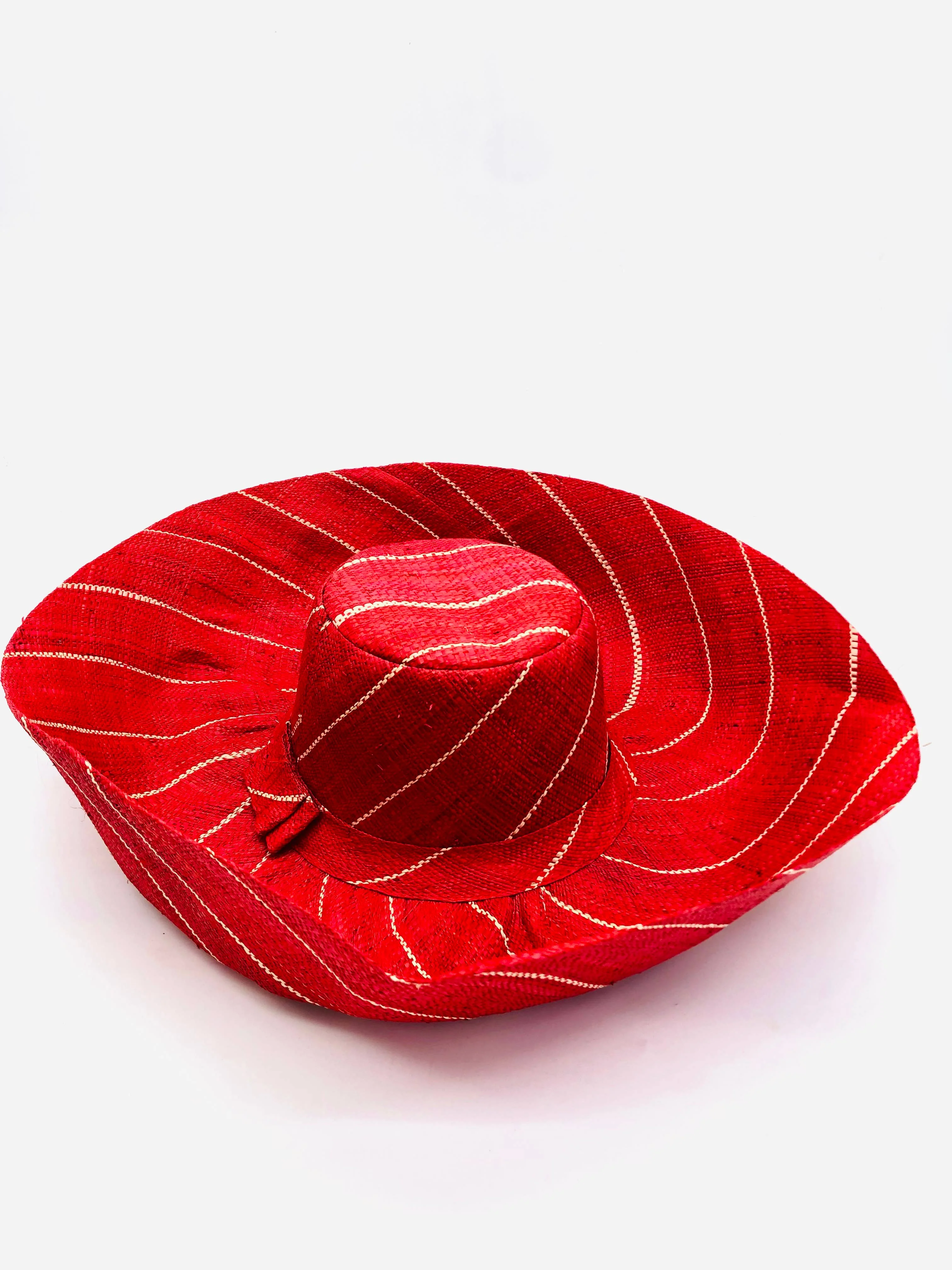 Shebobo - Sun Hats: Pinstripe Packable 5" & 7" Brim Raffia Straw: 5" Brim / Brights Multicolor Pinstripes - Image 20