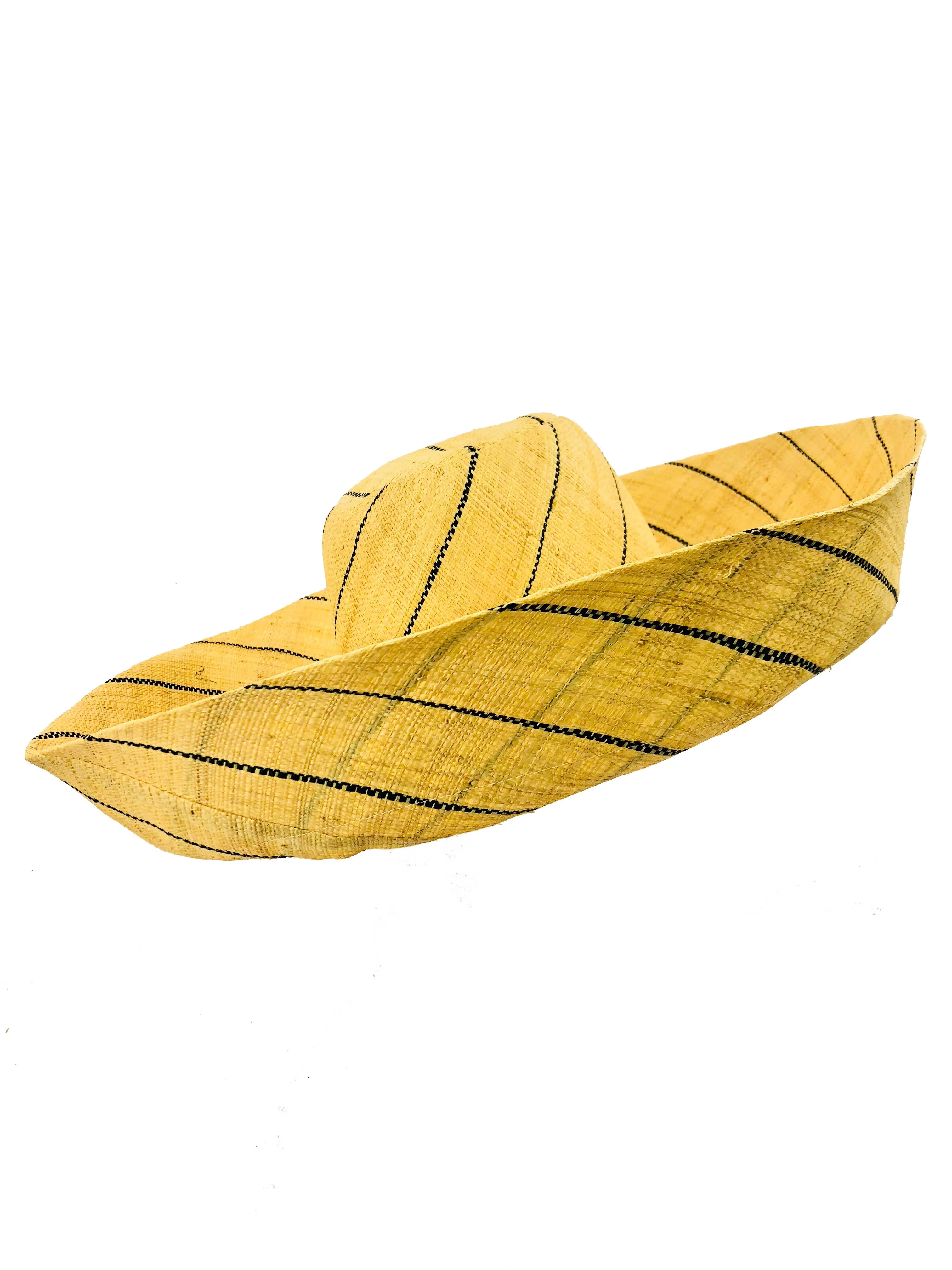 Shebobo - Sun Hats: Pinstripe Packable 5" & 7" Brim Raffia Straw: 5" Brim / Brights Multicolor Pinstripes - Image 3