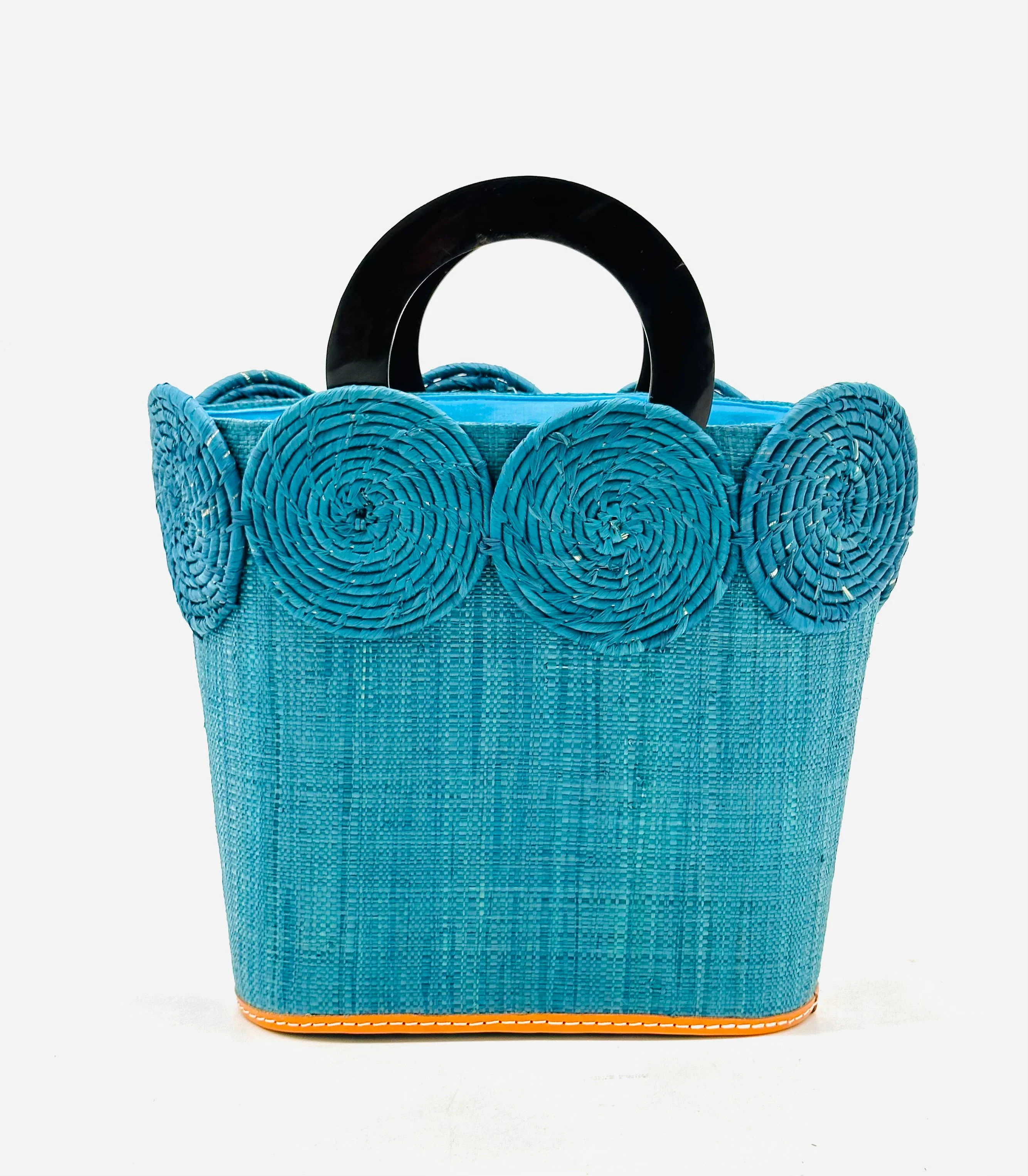 Shebobo - Tazi Disc Straw Handbag with Horn Handle: Natural - Image 5