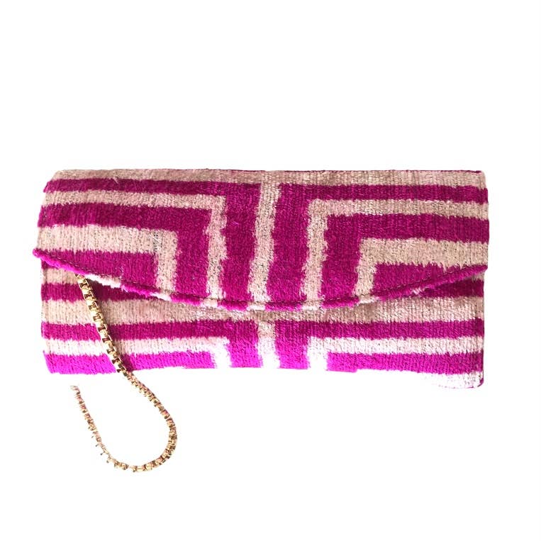 Silk Velvet Ikat Structured Clutch