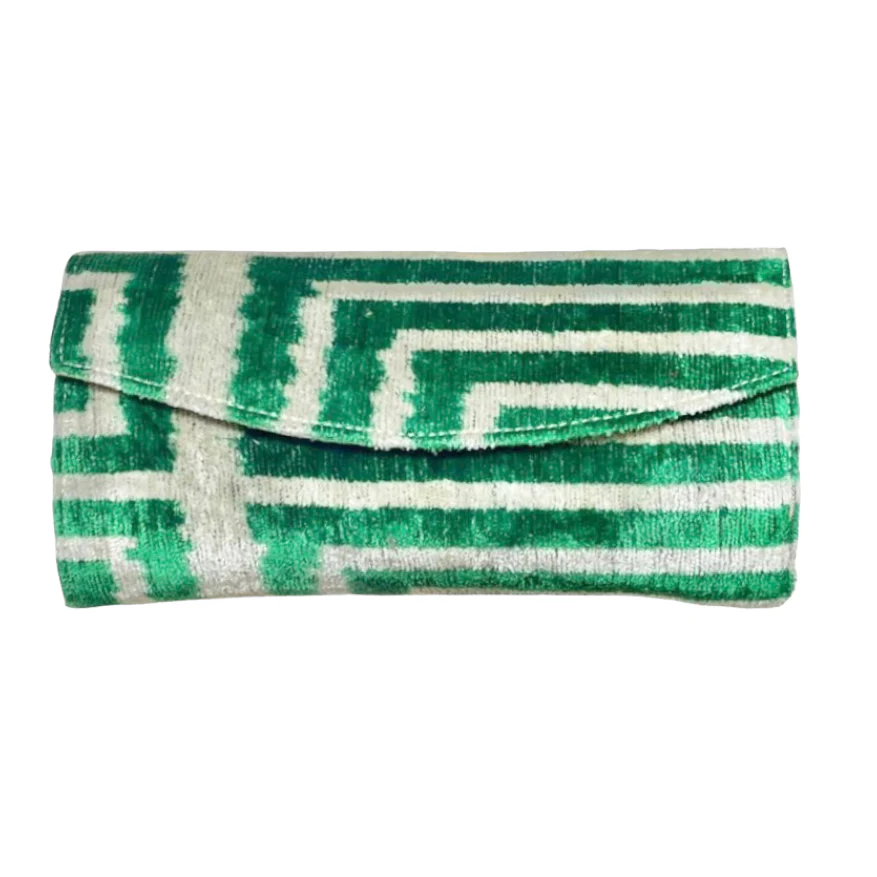 Silk Velvet Ikat Structured Clutch