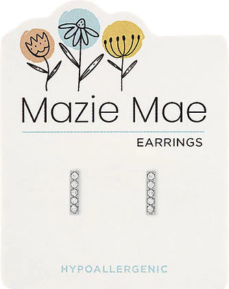 Silver CZ Bar Stud Mazie Mae Earrings