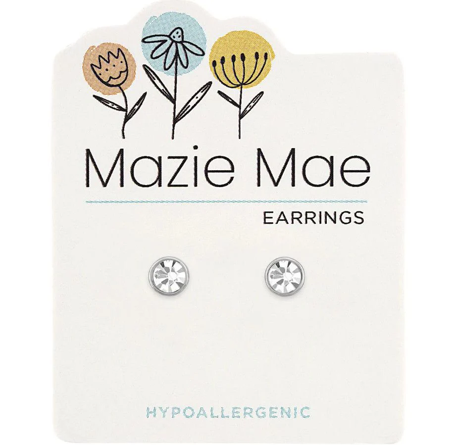 Silver CZ Stud Mazie Mae Stud Earrings