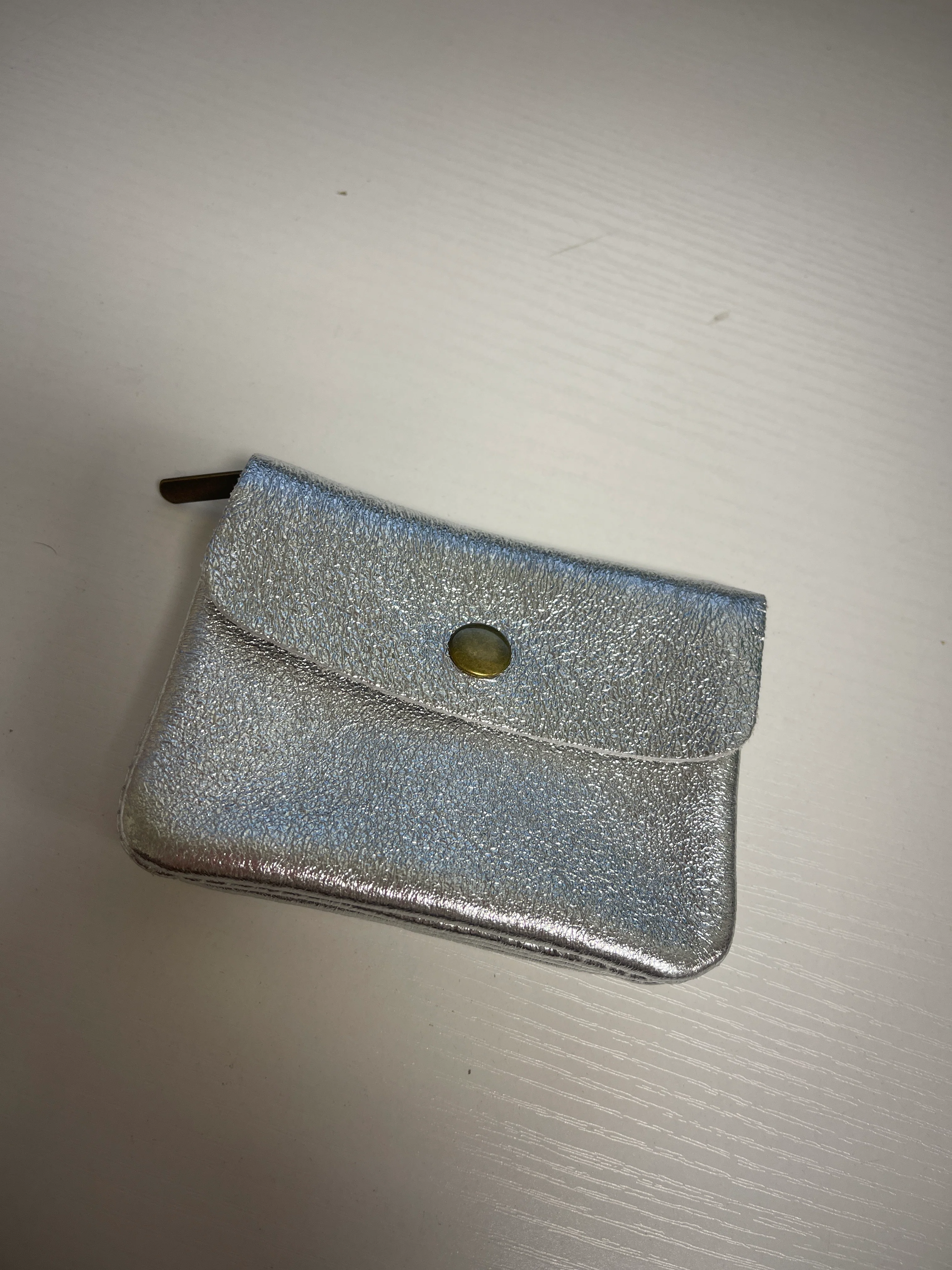 Silver Leather Coin Purse