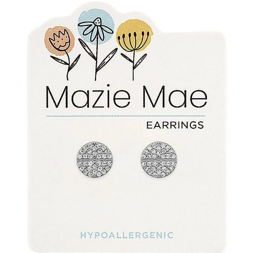 Silver Split Pave Stud Mazie Mae Earring