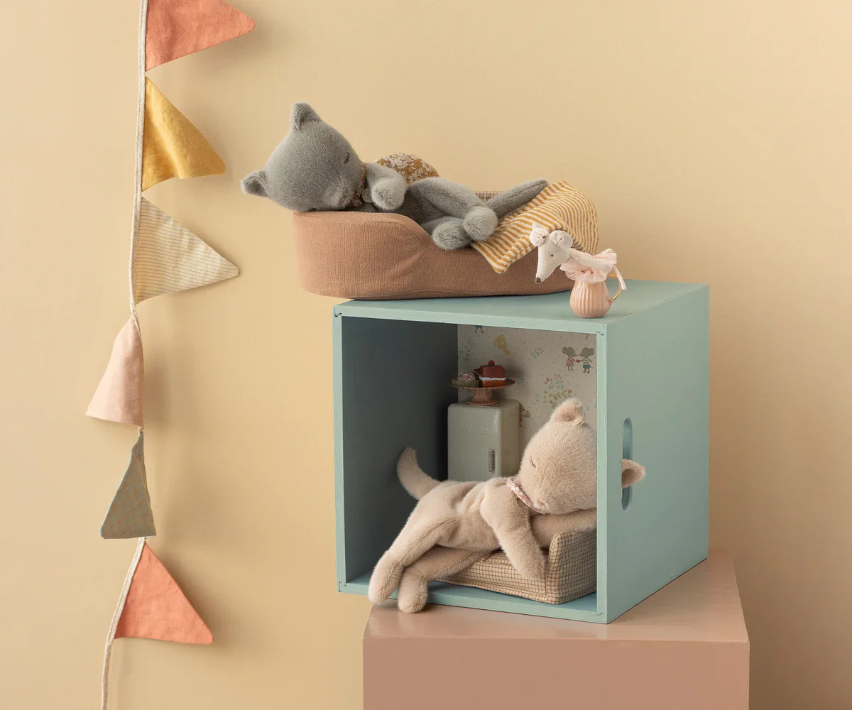 Sleeping Kitten Plush, Small Cream Peach - Image 2