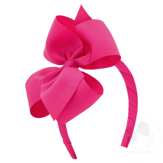 Small King Classic Grosgrain Girls Hair Bow on Headband - Image 4
