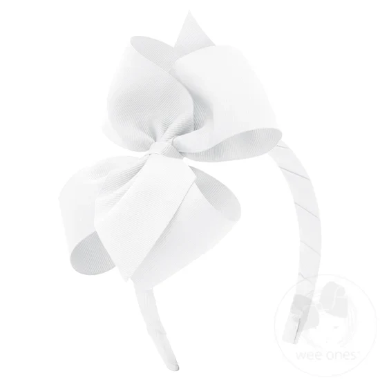 Small King Classic Grosgrain Girls Hair Bow on Headband - Image 5