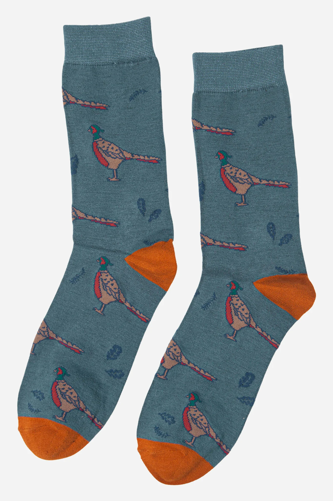 Sock Talk - Teal Men's Pheasant Print Bamboo Socks - Image 2