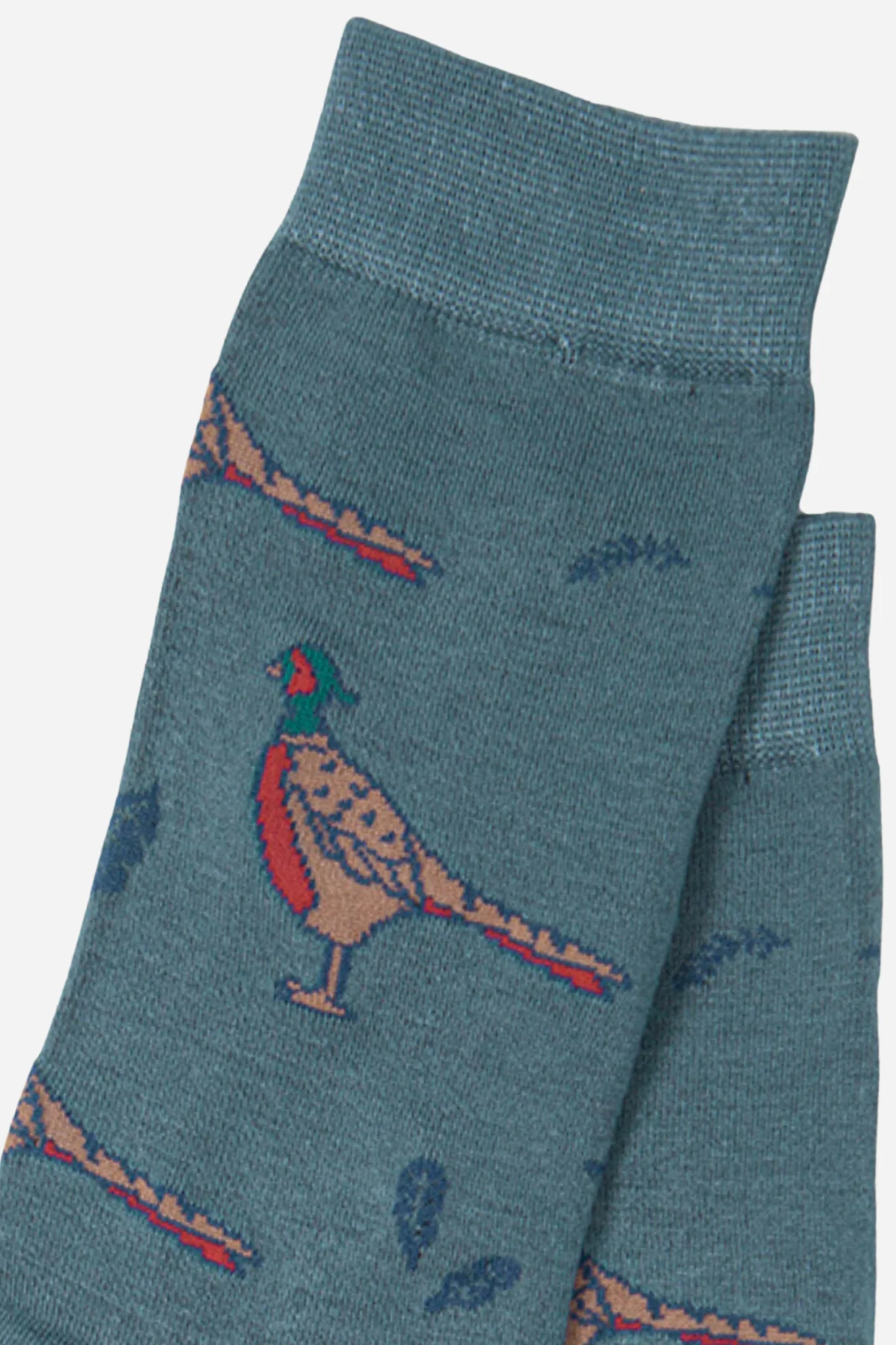 Sock Talk - Teal Men's Pheasant Print Bamboo Socks - Image 3