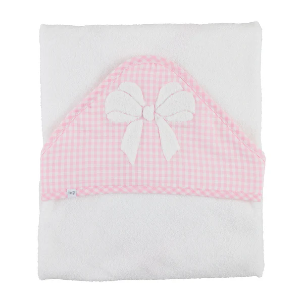 Solid Pink Bow Hooded Towel