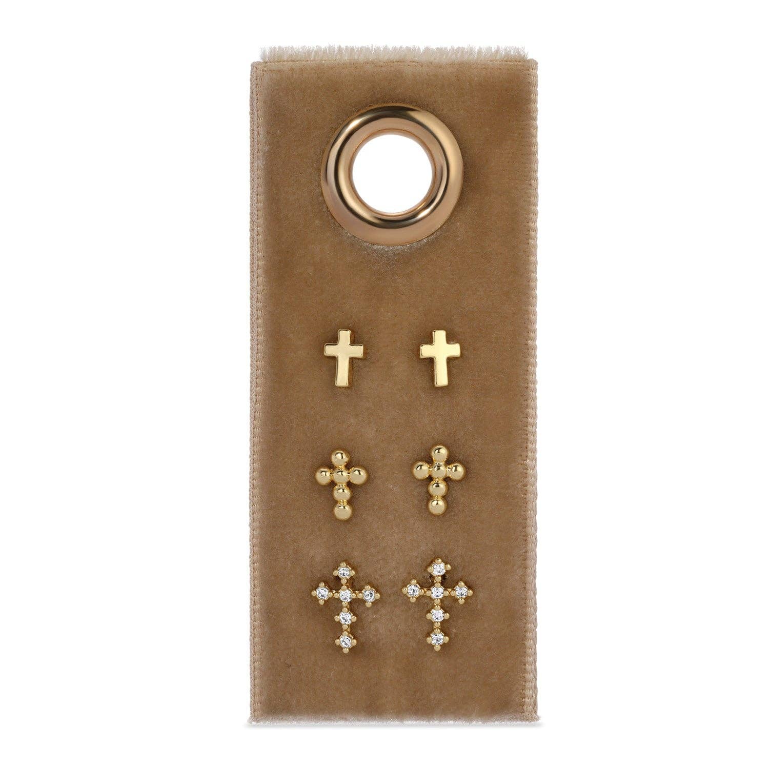 Splendid Iris - Multi Cross Velvet Set/3 Stud Gift Set: Silver - Image 2