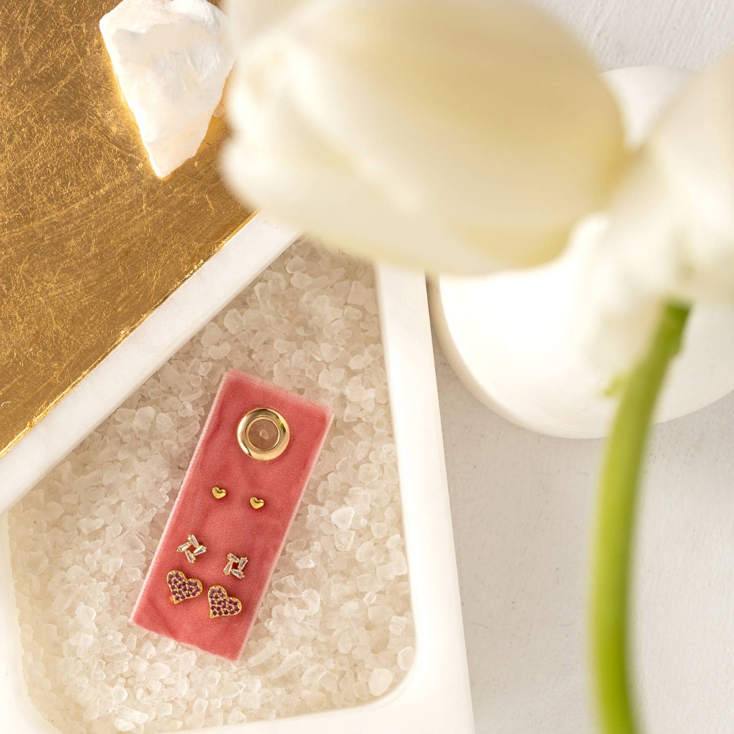 Splendid Iris - Pink Pave Heart Velvet Stud Gift Set - Image 3