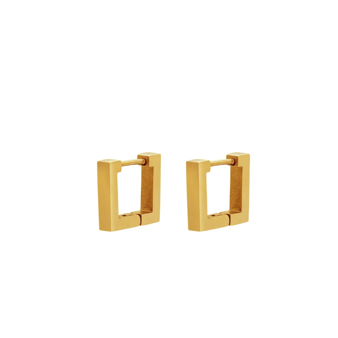 Gold Square Huggie Earrings