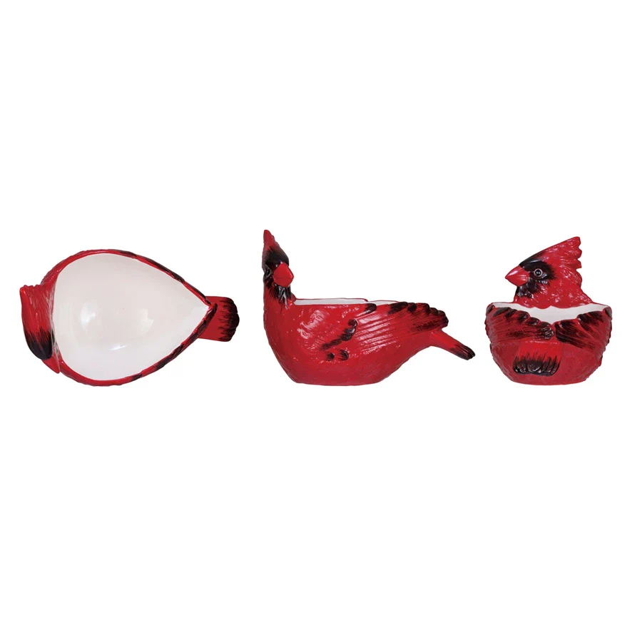 Stoneware Cardinal Shaped Bowl, Red & Black ©