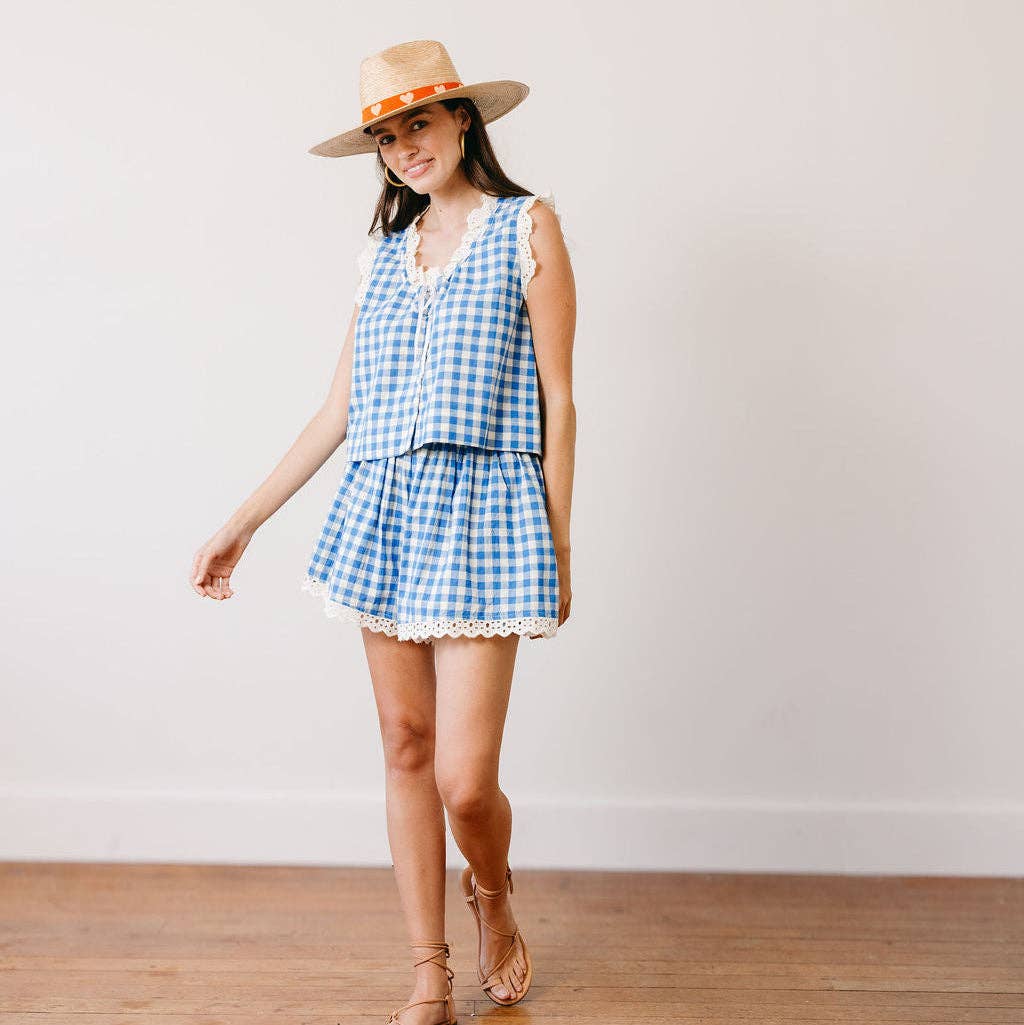 Sunshine Tienda - Blue Bay Gingham Willa Short: M - Image 3